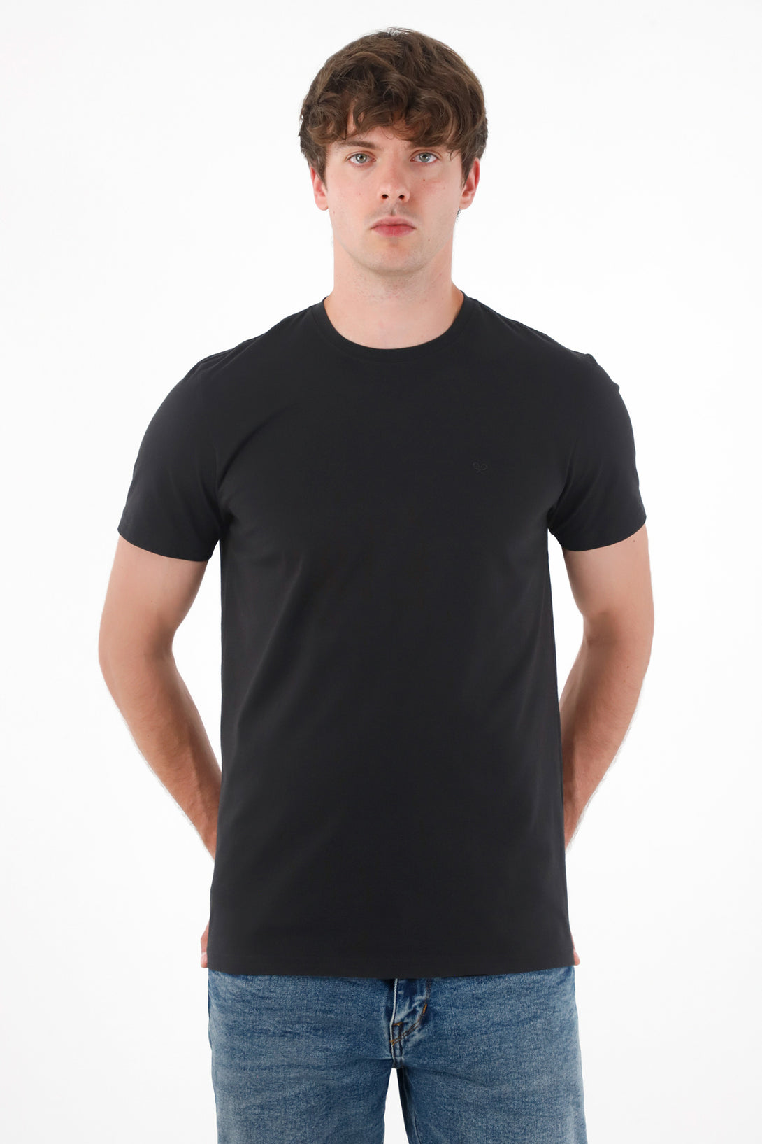 Camiseta manga corta en 100% algodón negra para hombre