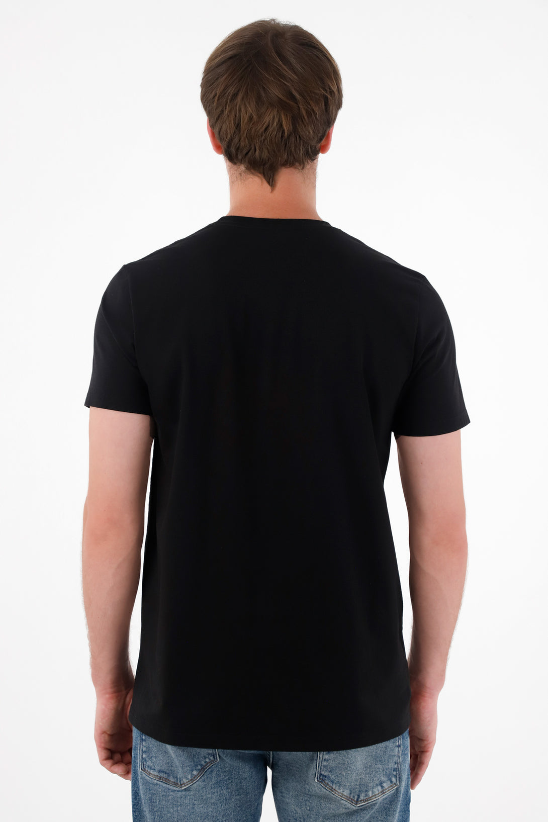 Camiseta manga corta en 100% algodón negra para hombre