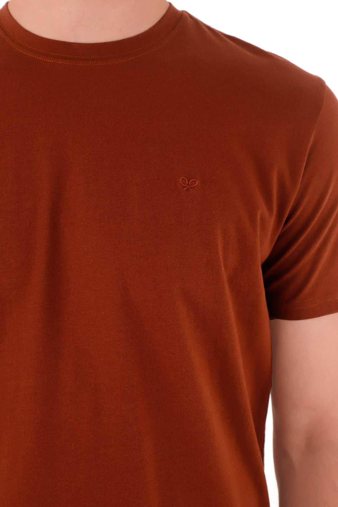 Camiseta manga corta en 100% algodón café para hombre