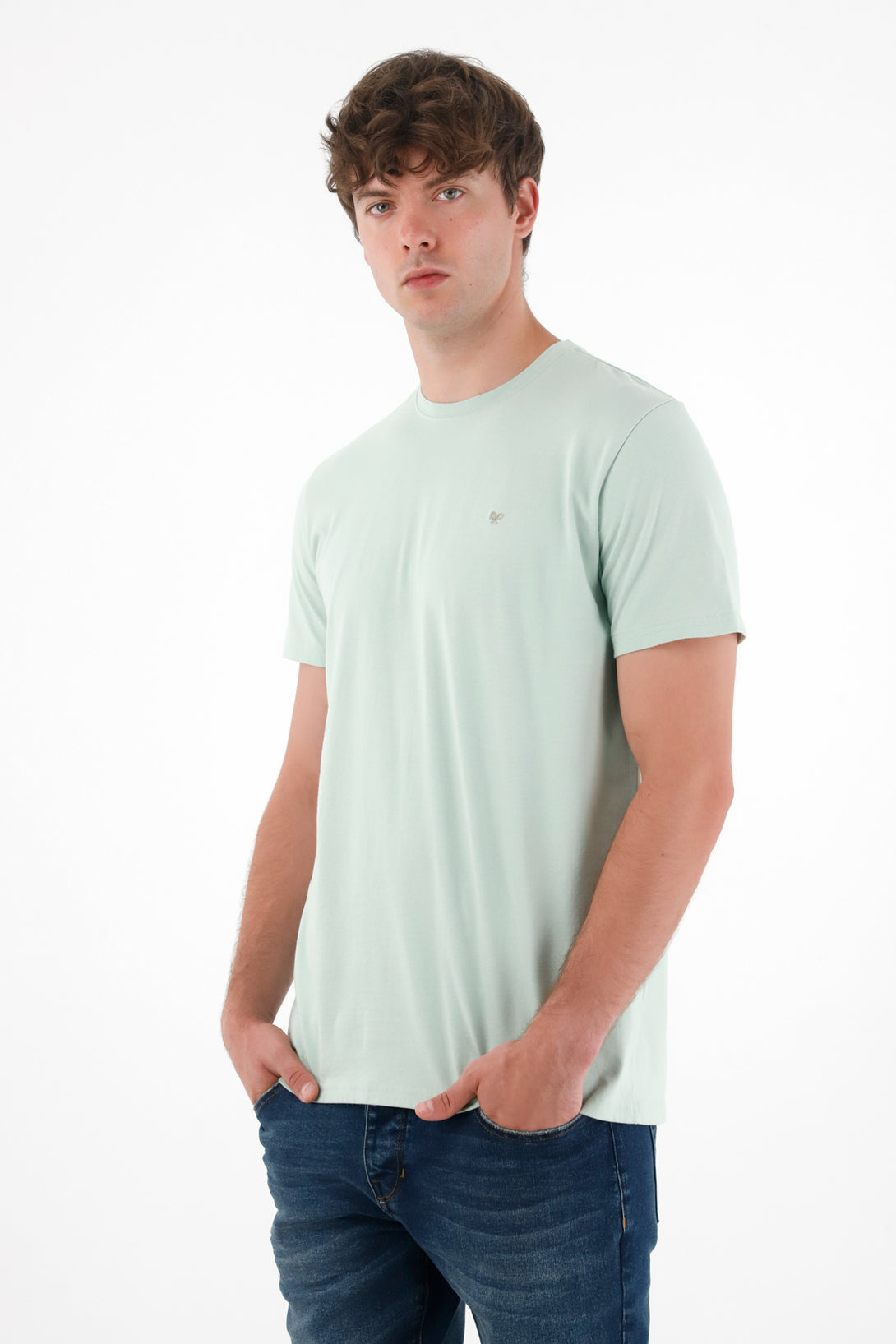 Camiseta manga corta en 100% algodón verde para hombre