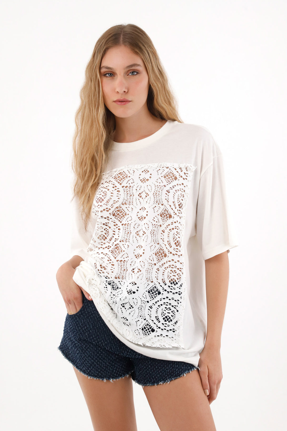 Women's Loose-Fit Short Sleeve Top in Cream