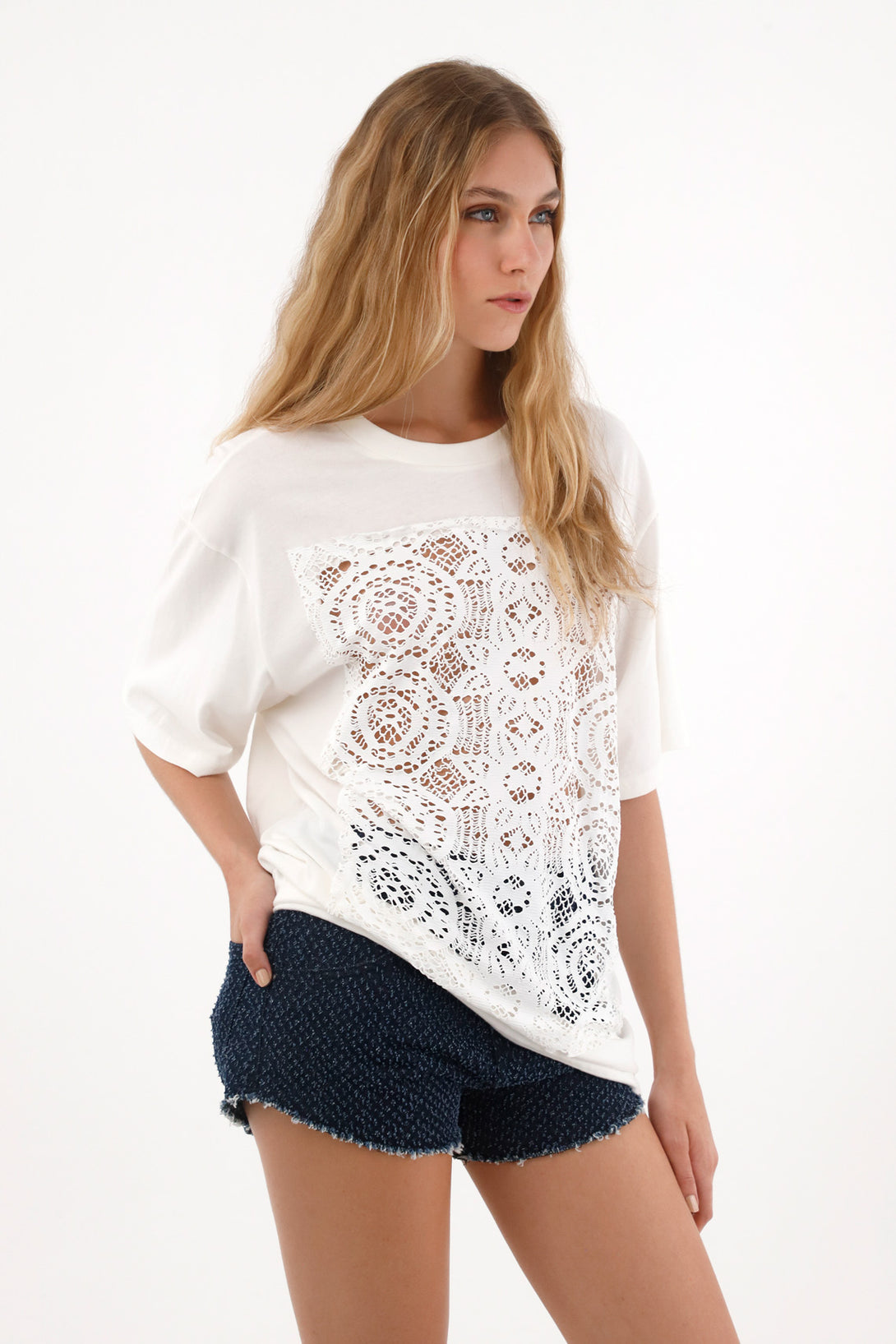 Women's Loose-Fit Short Sleeve Top in Cream