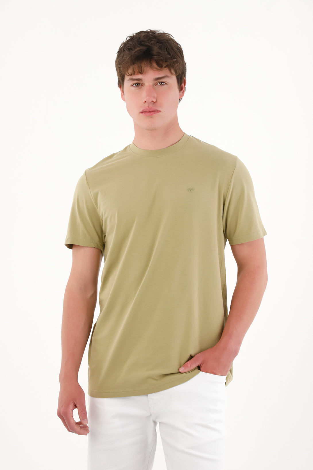 Camiseta básica con mini print verde para hombre