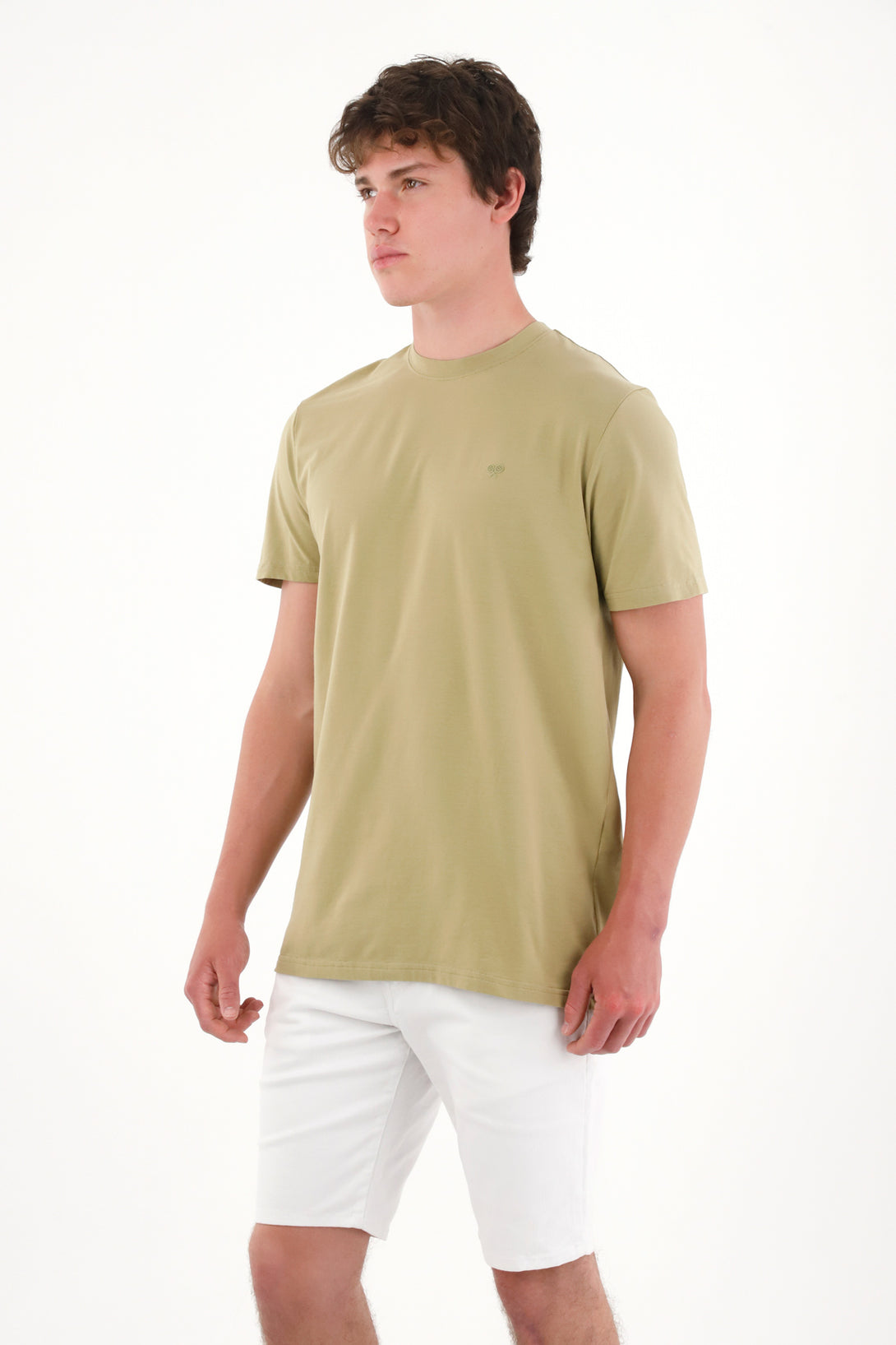 Camiseta básica con mini print verde para hombre