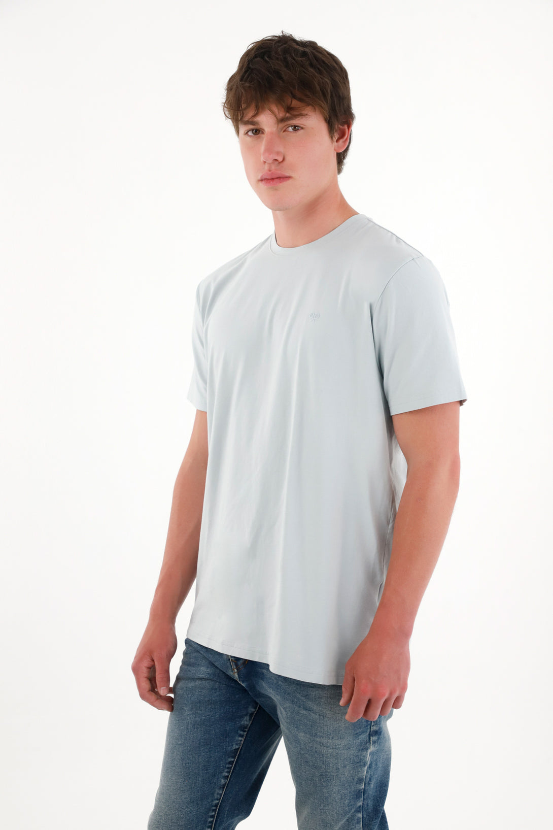 Camiseta básica con mini print azul para hombre