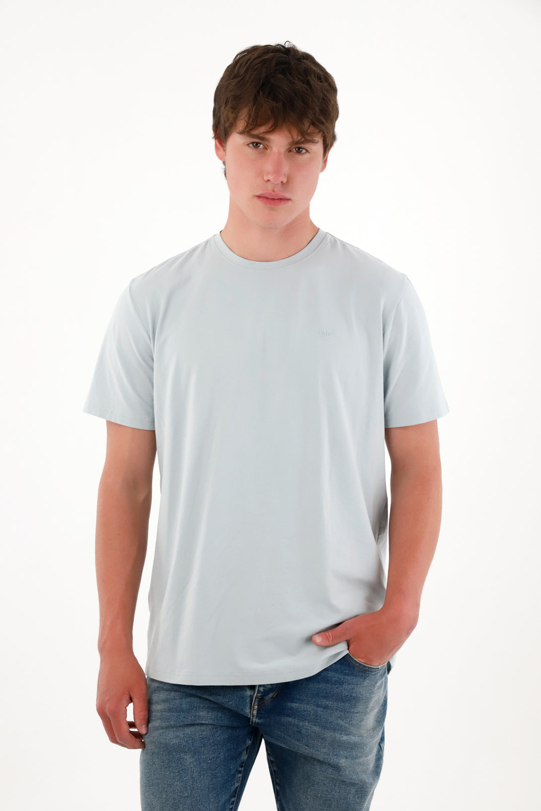 Camiseta básica con mini print azul para hombre