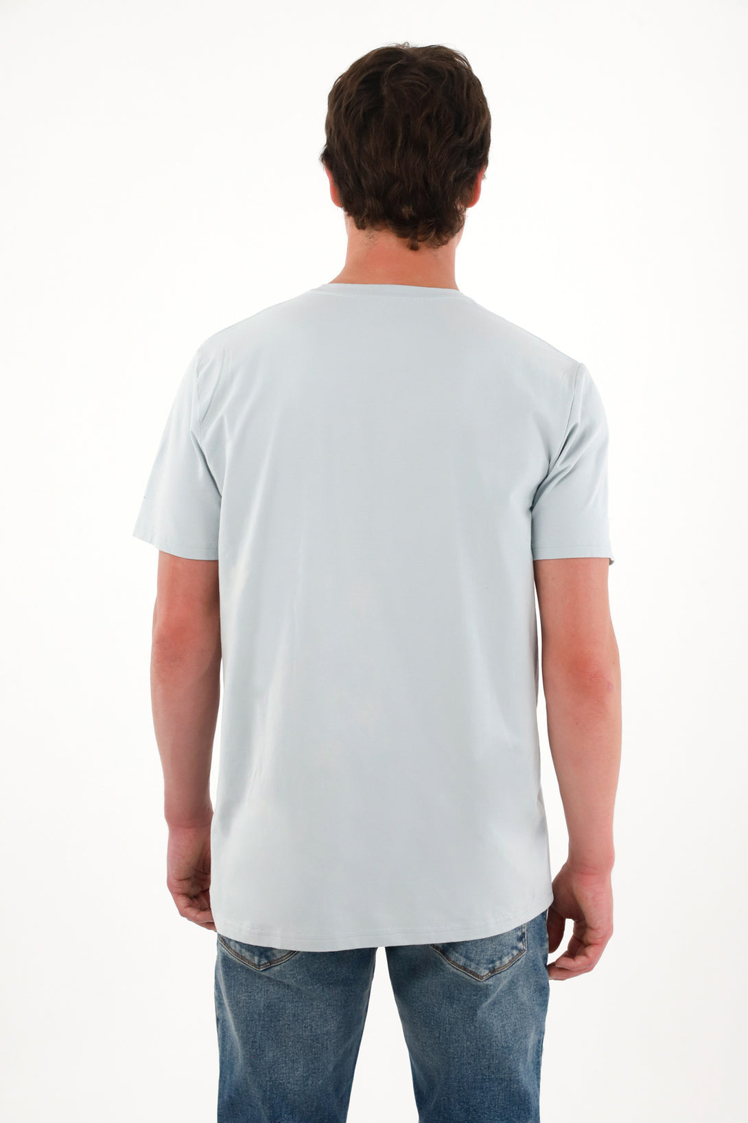 Camiseta básica con mini print azul para hombre