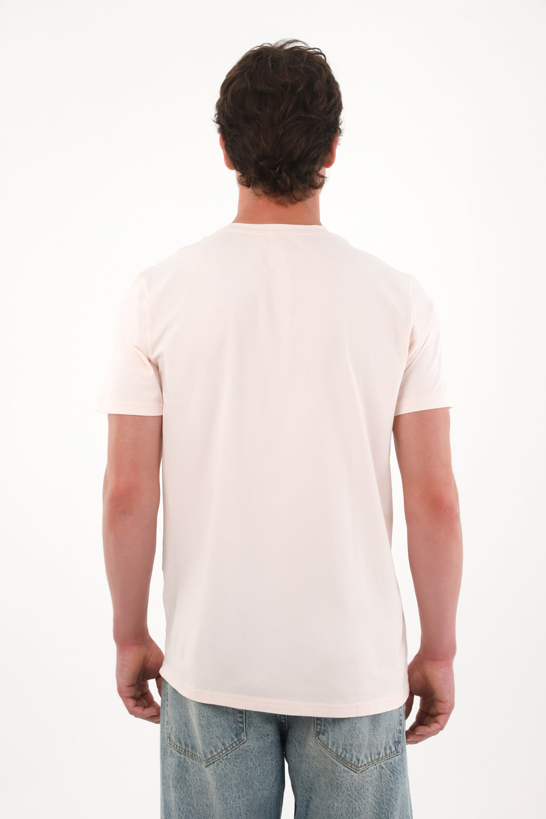Camiseta básica con mini print rosada para hombre