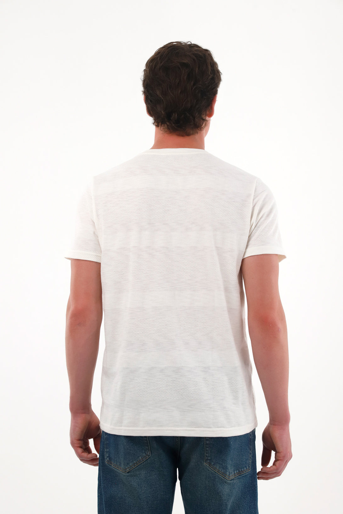 Camiseta básica a rayas crudo para hombre