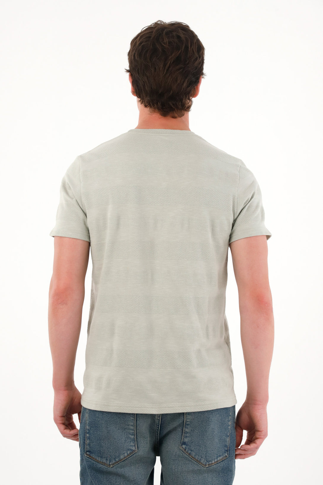 Camiseta básica a rayas gris para hombre