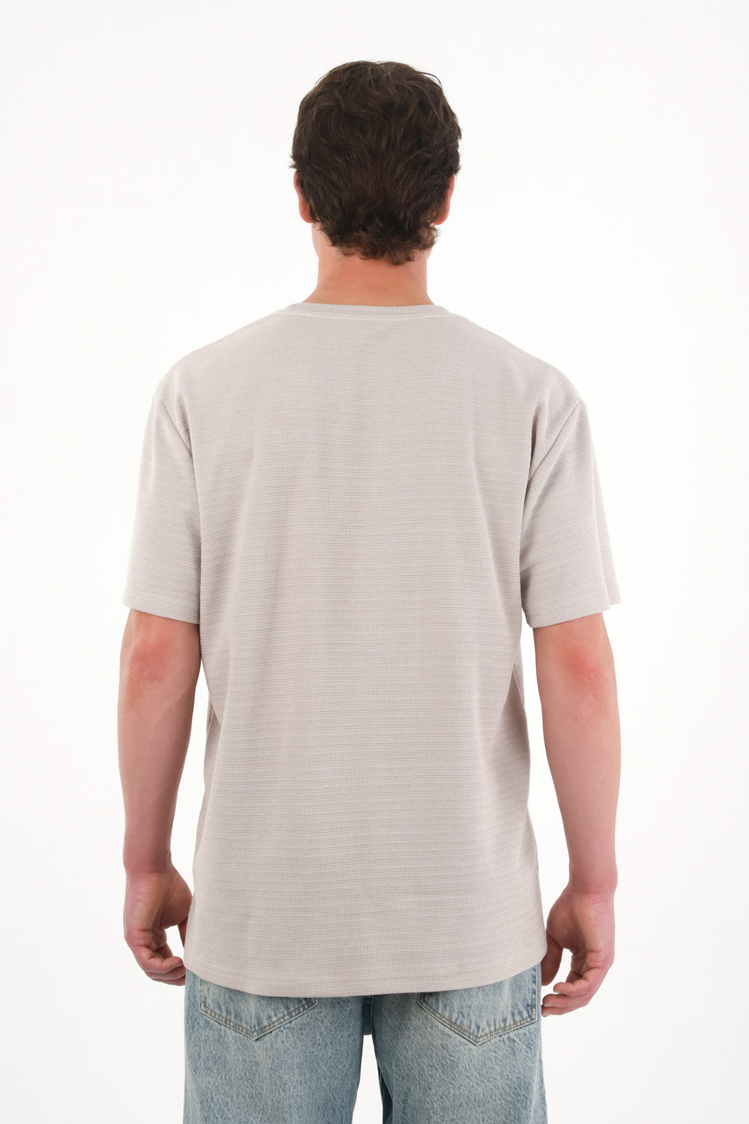 Camiseta básica de tela con textura café para hombre