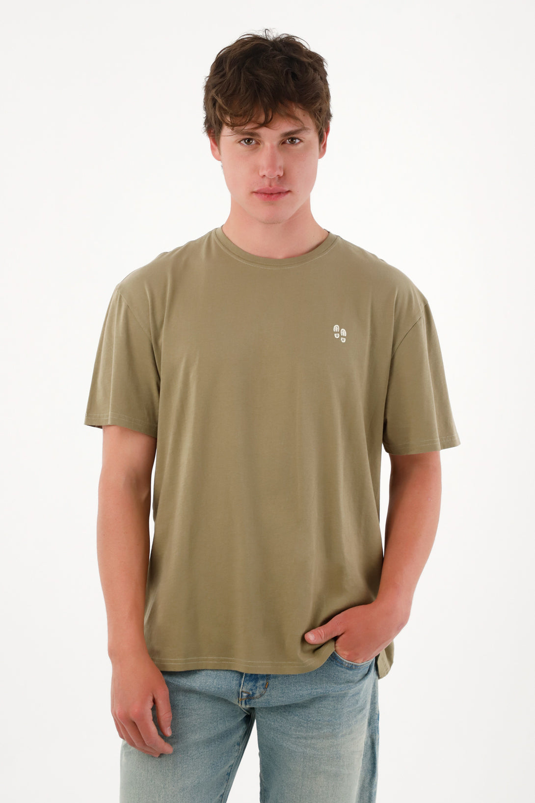 Camiseta básica estampada en espalda verde para hombre