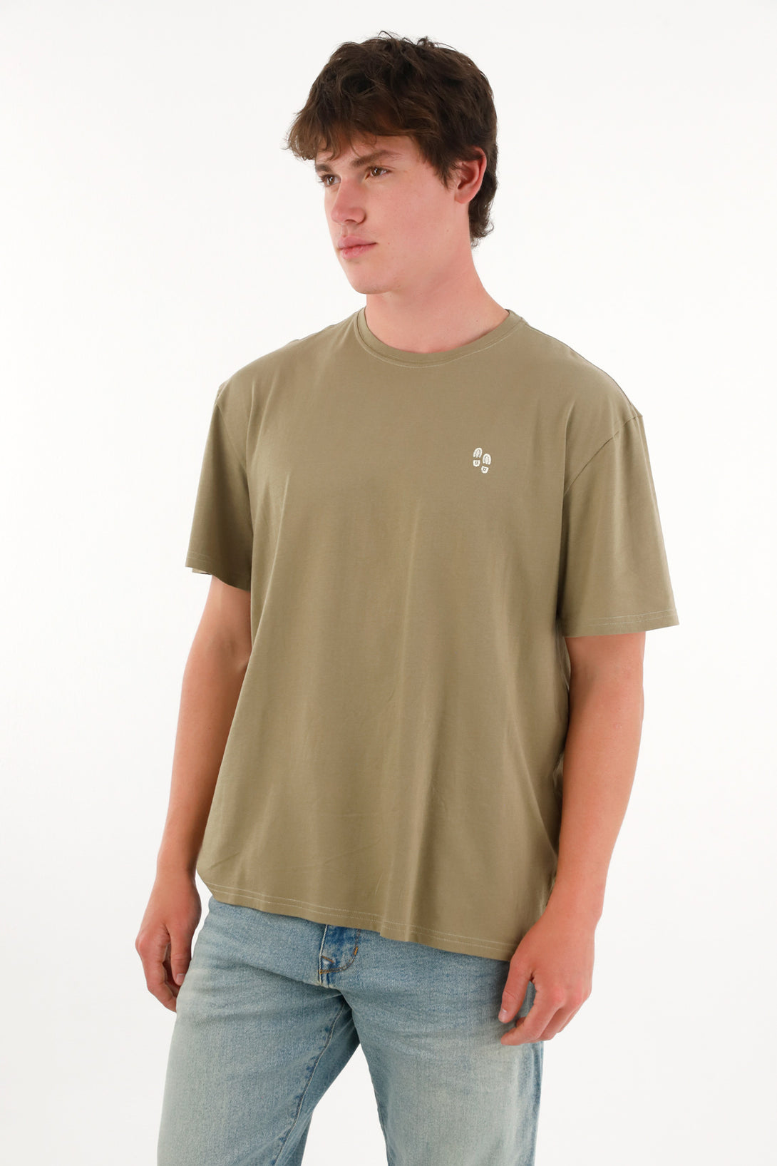 Camiseta básica estampada en espalda verde para hombre
