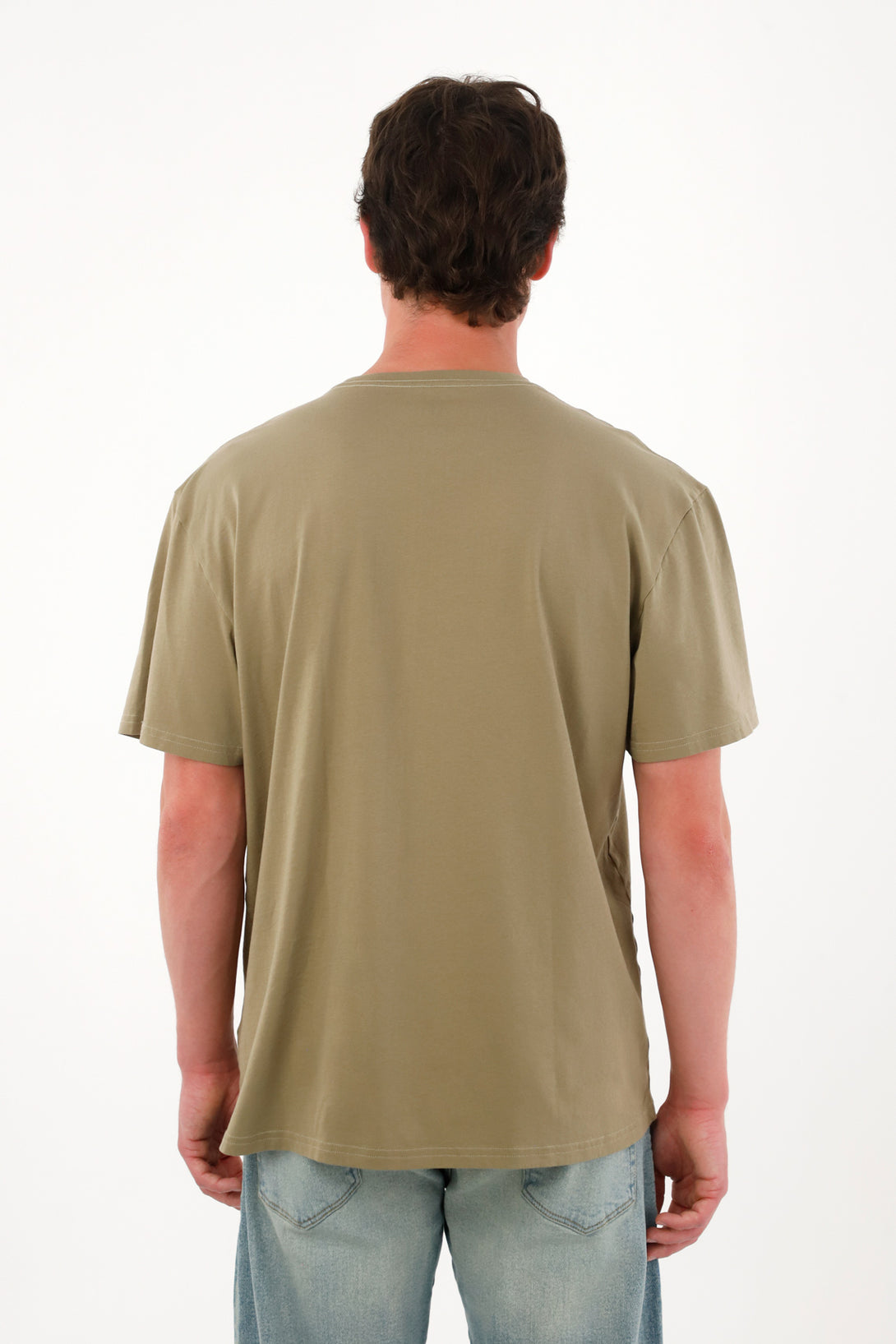 Camiseta básica estampada en espalda verde para hombre