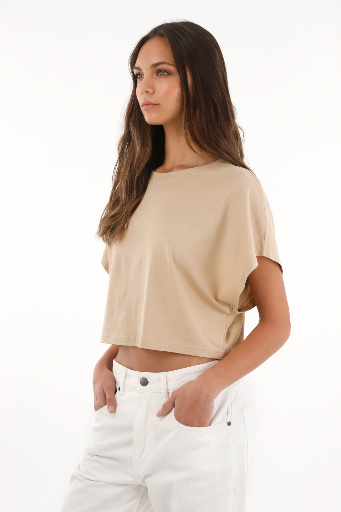 Women's Relaxed Fit Brown Crop Top