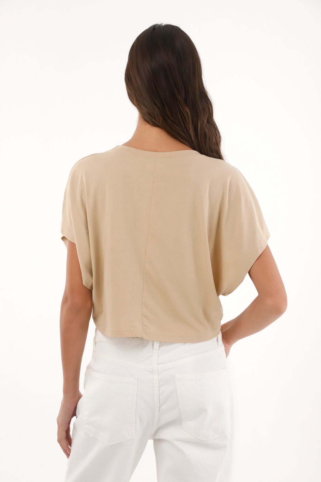 Women's Relaxed Fit Brown Crop Top