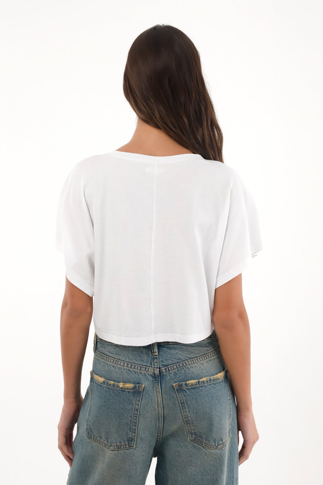 Women's White Loose Crop T-Shirt