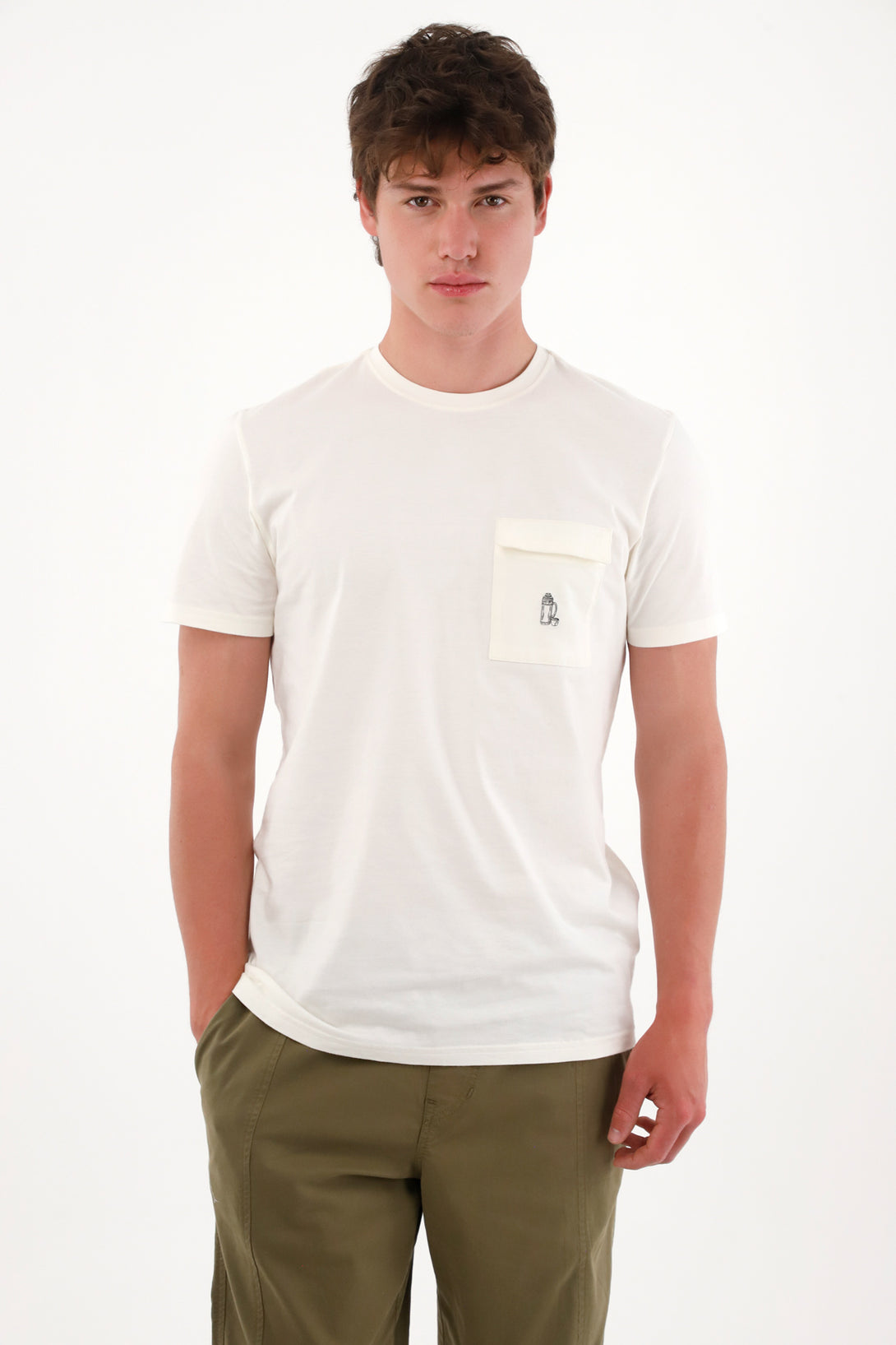 Camiseta con bolsillo de tapa crudo para hombre