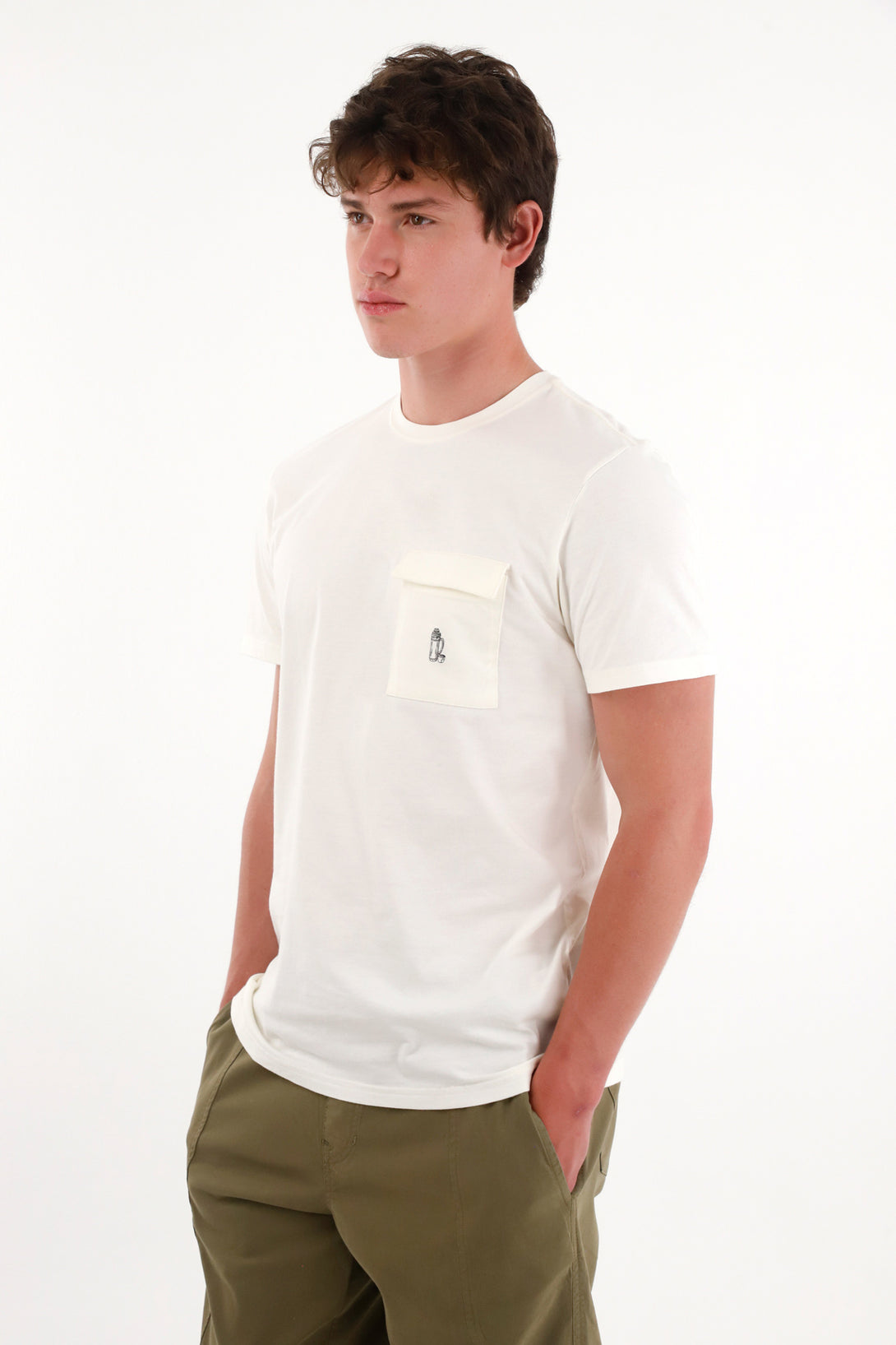 Camiseta con bolsillo de tapa crudo para hombre