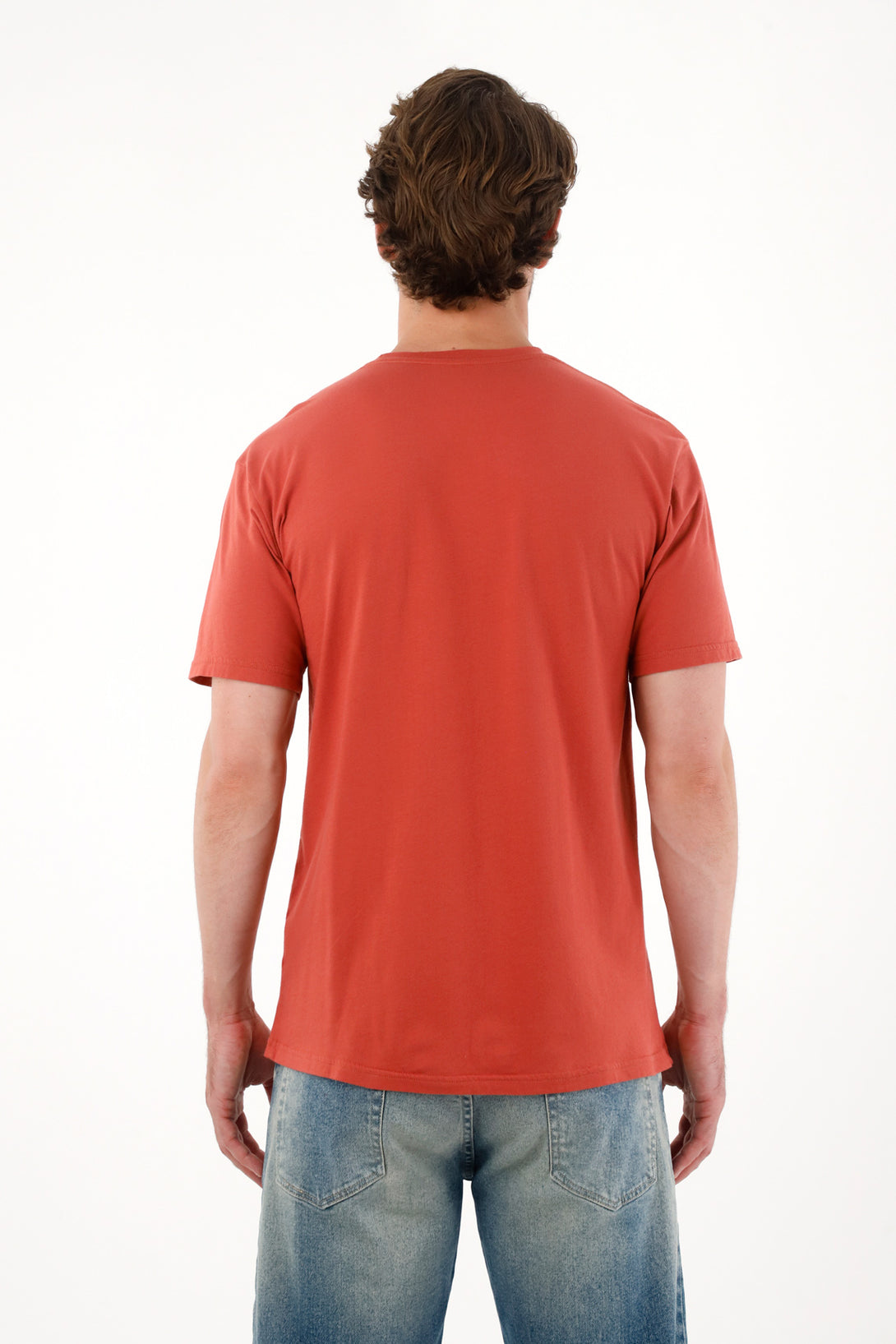 Camiseta con bolsillo de parche naranja para hombre