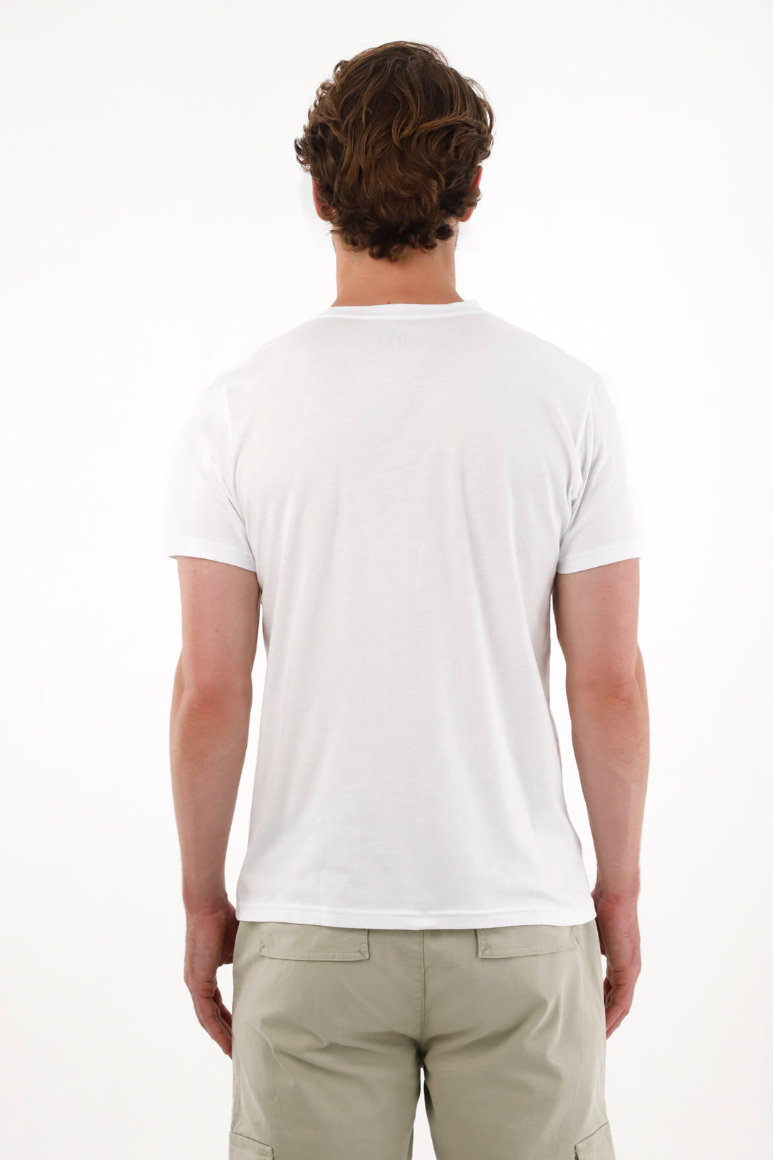 Men's White Ribbed Crew Neck T-Shirt