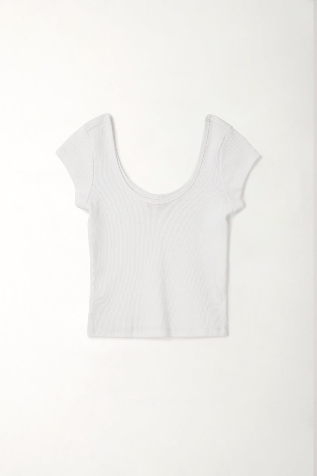 Camiseta en rib ajustada blanca para mujer