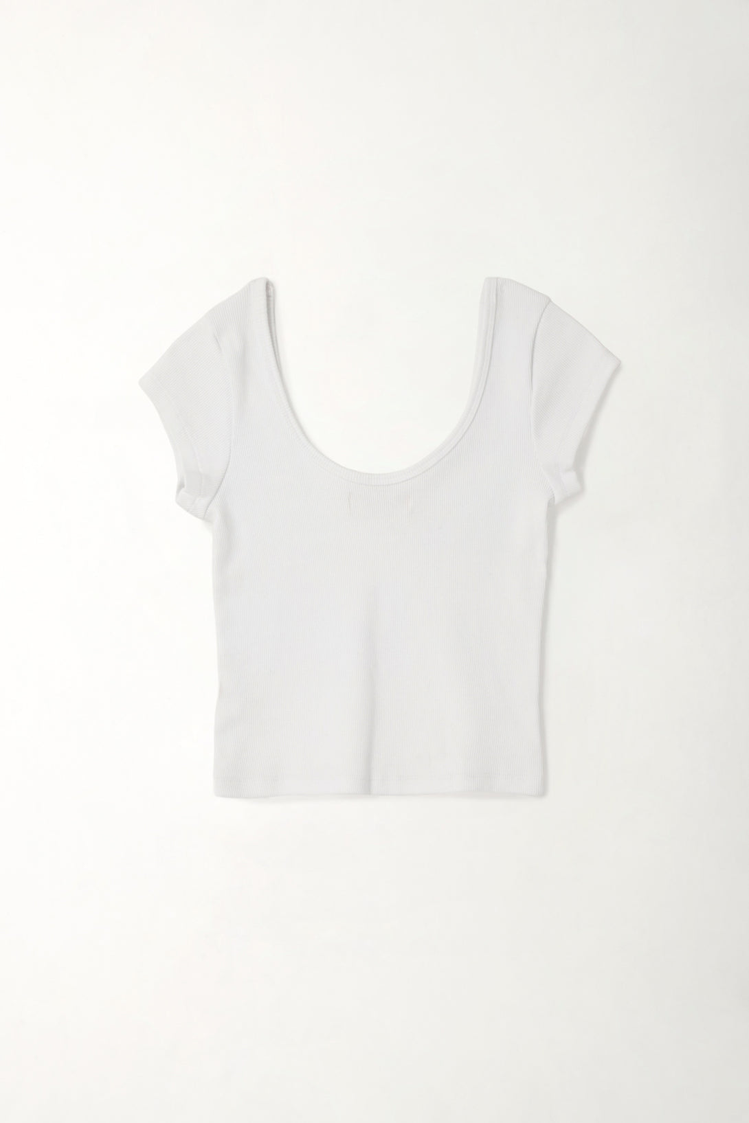 Camiseta en rib ajustada blanca para mujer