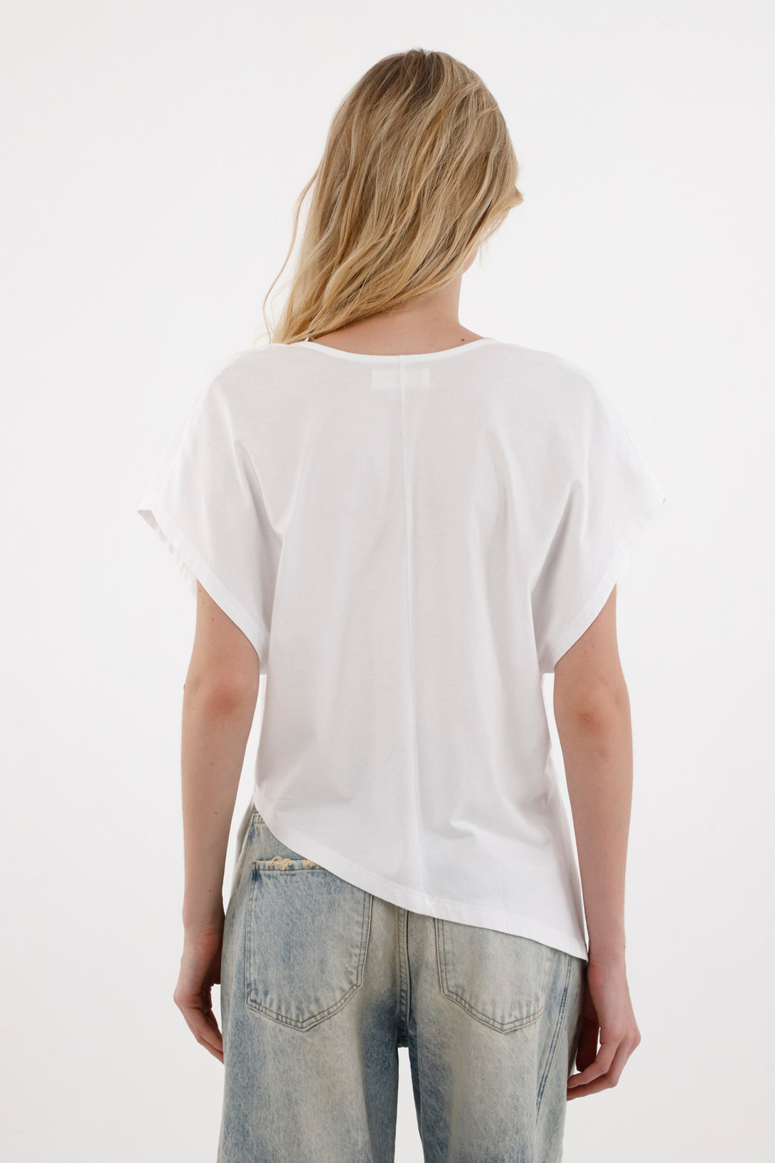 White Sleeveless Asymmetrical Hem Top for Women