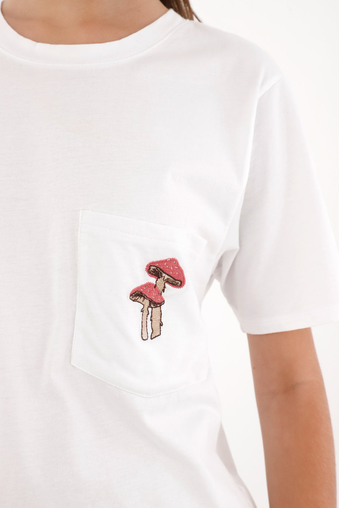 Women's White 100% Cotton T-Shirt with Pocket