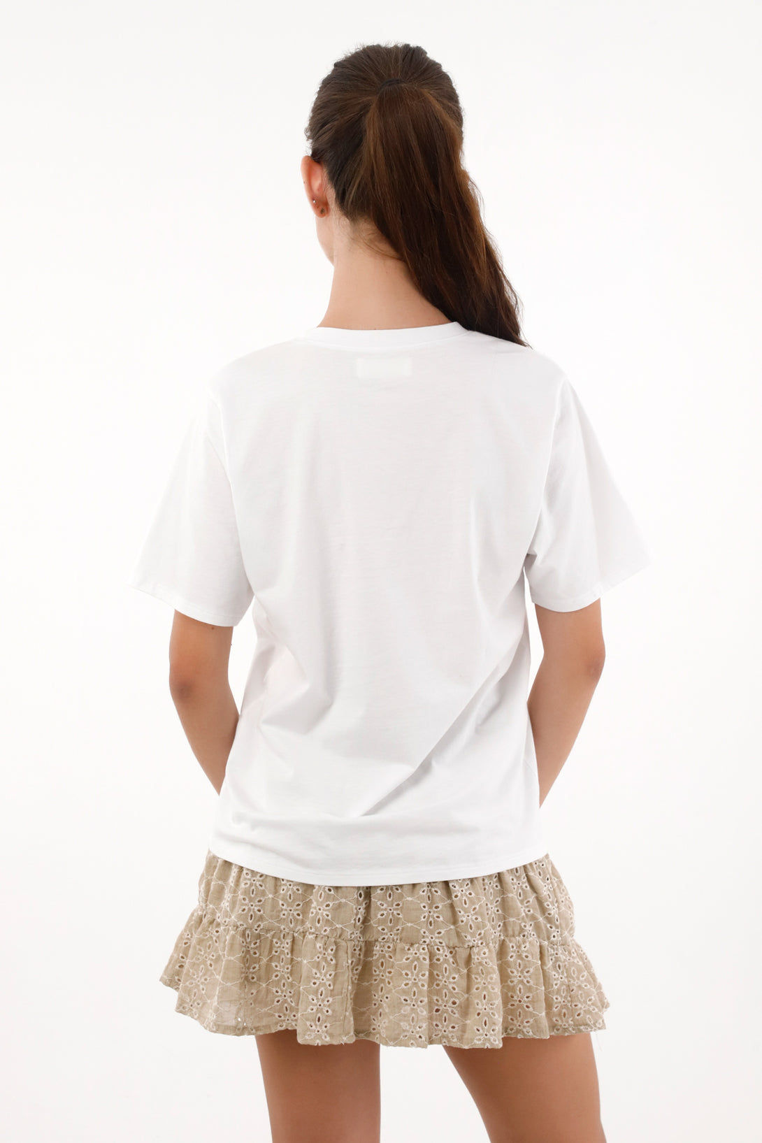 Women's White 100% Cotton T-Shirt with Pocket
