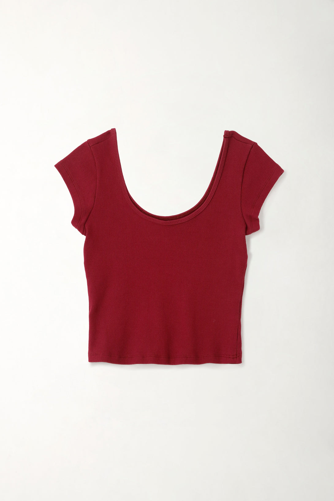 Camiseta en rib ajustada roja para mujer