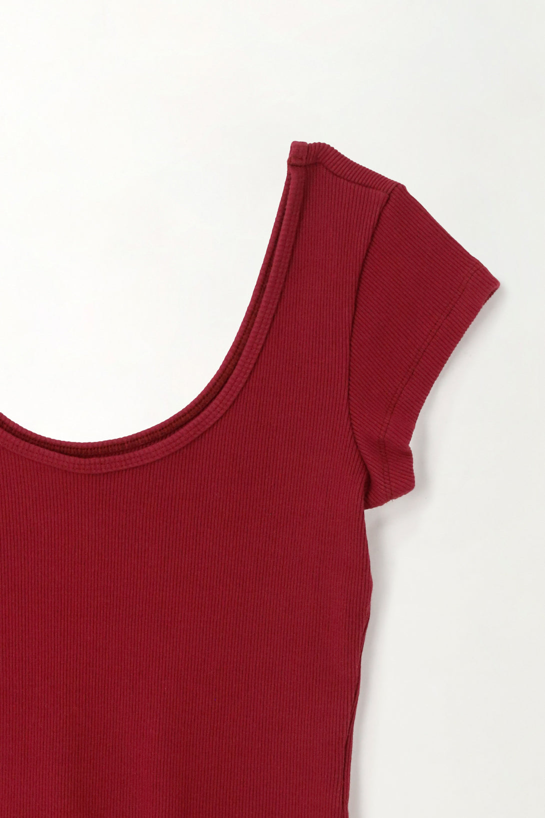 Camiseta en rib ajustada roja para mujer