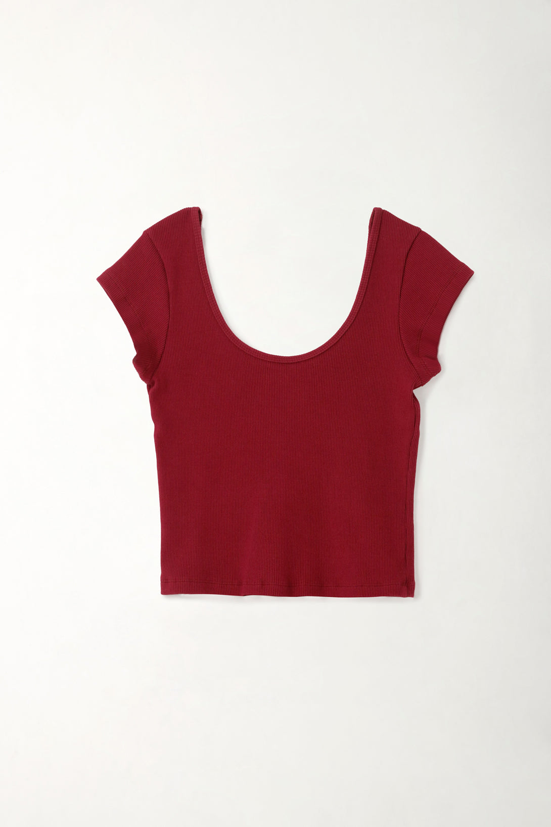 Camiseta en rib ajustada roja para mujer