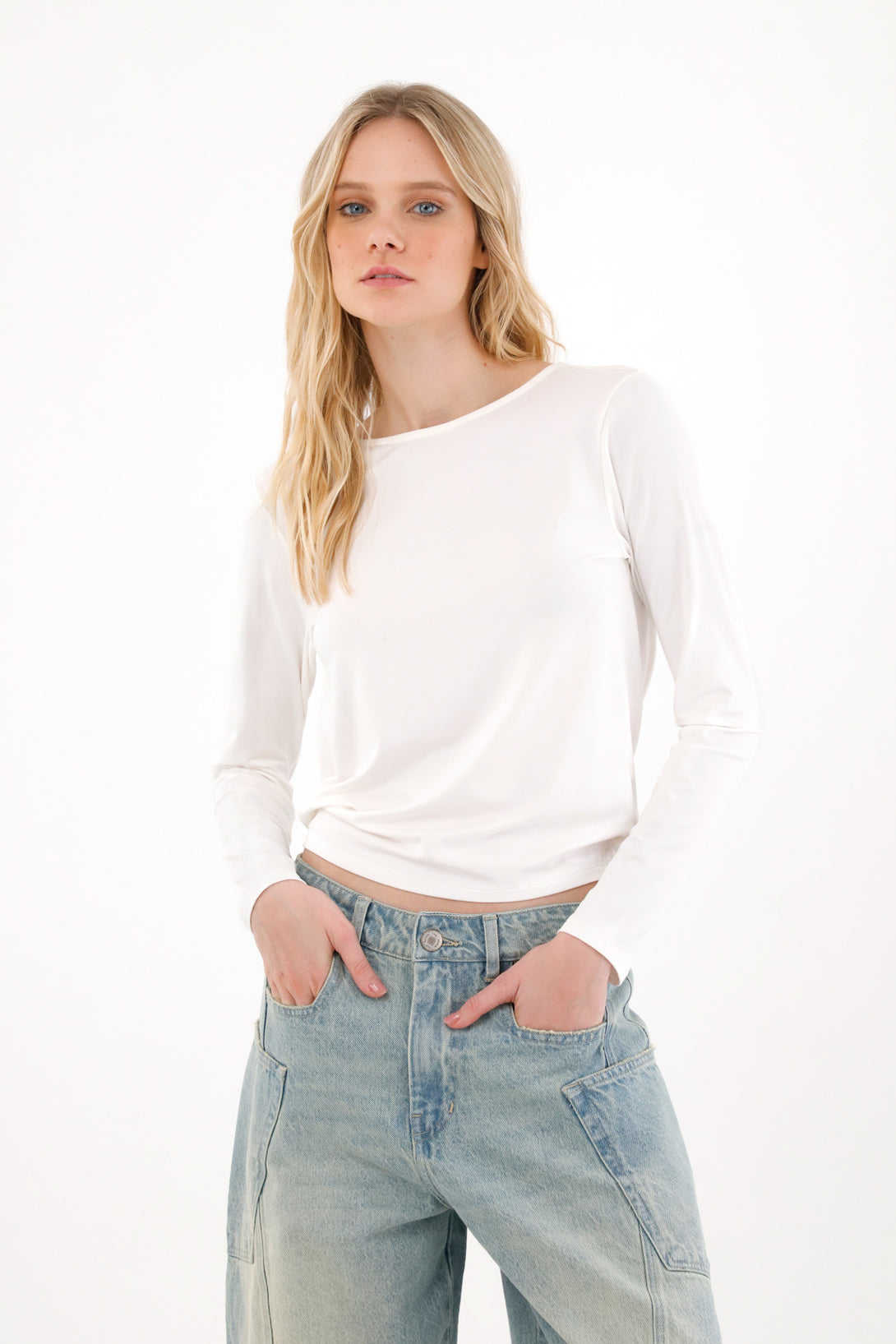 Lightweight Women's Back Drape Top in Raw Color