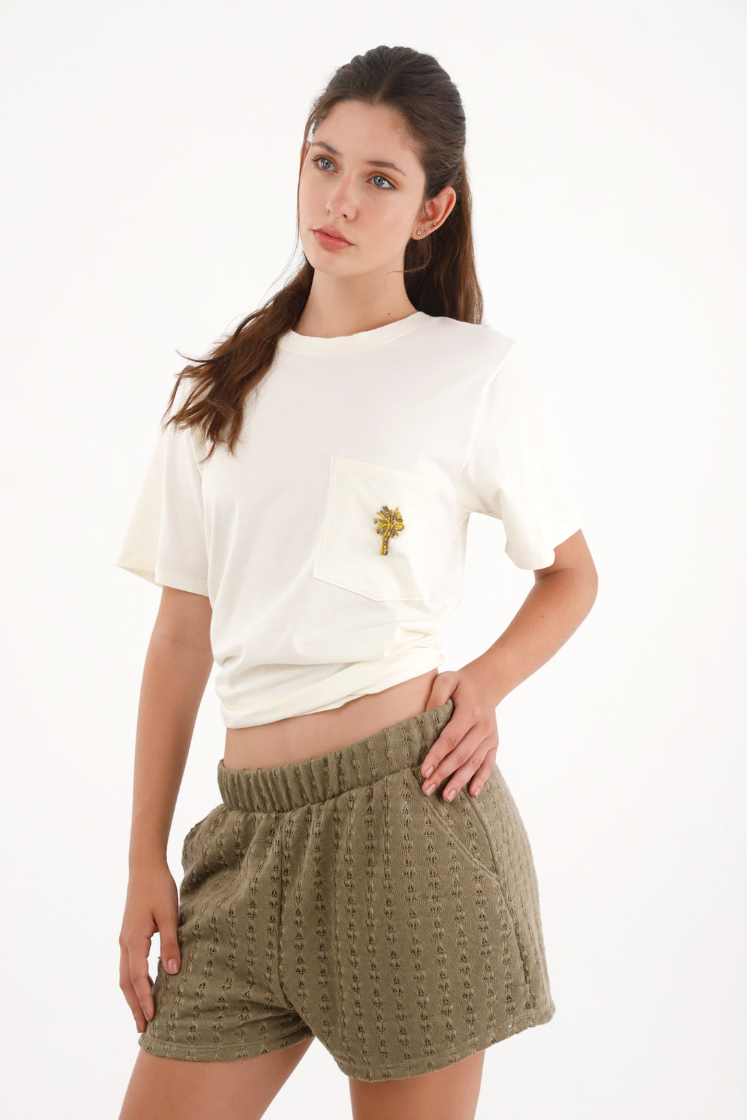Women's White 100% Cotton T-Shirt with Pocket