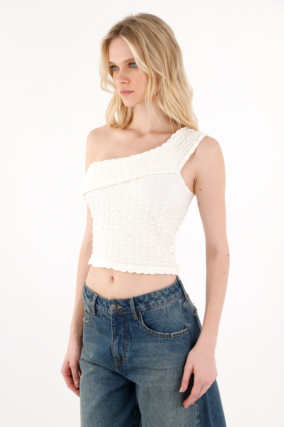 Cream Textured Women's T-Shirt