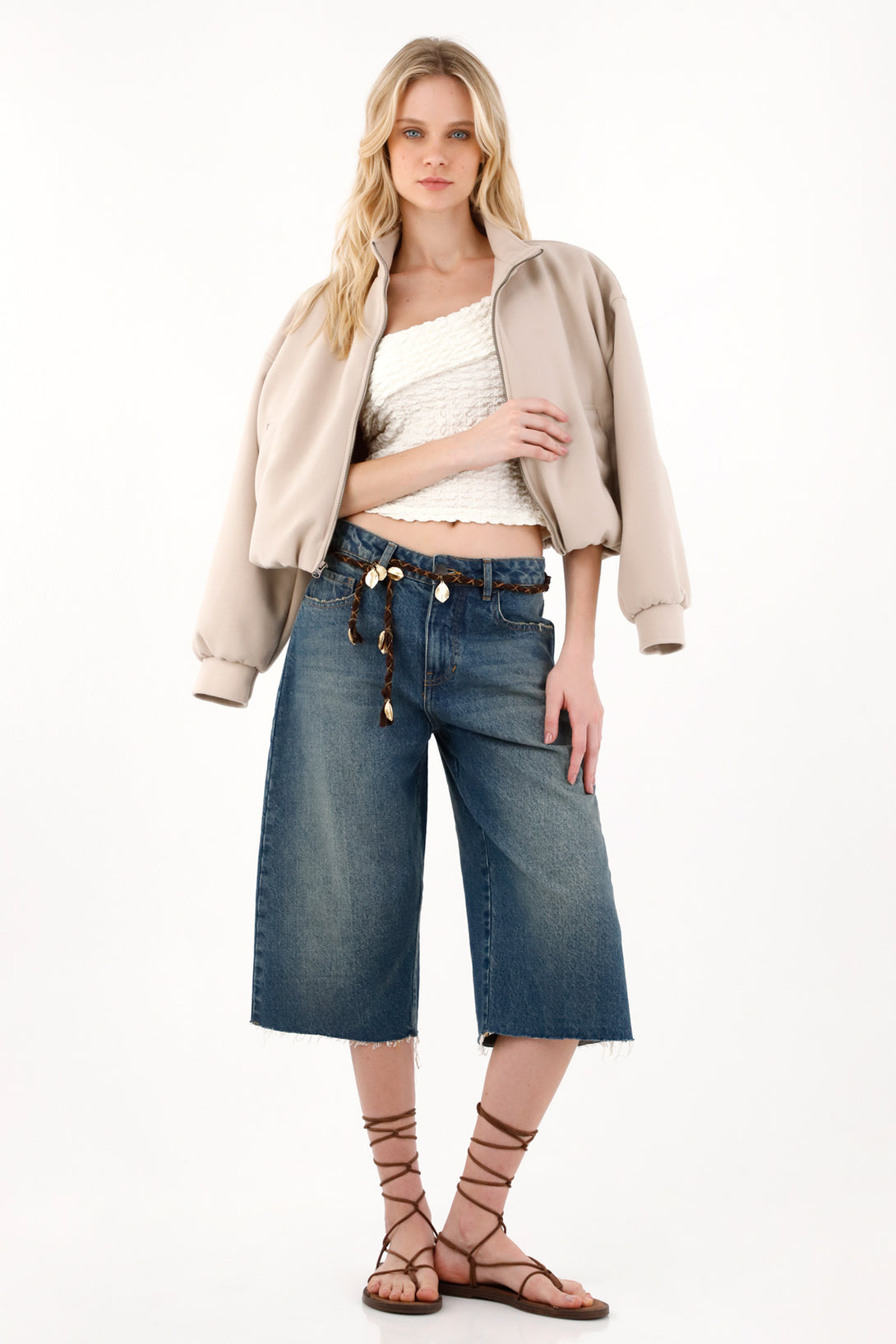 Cream Textured Women's T-Shirt