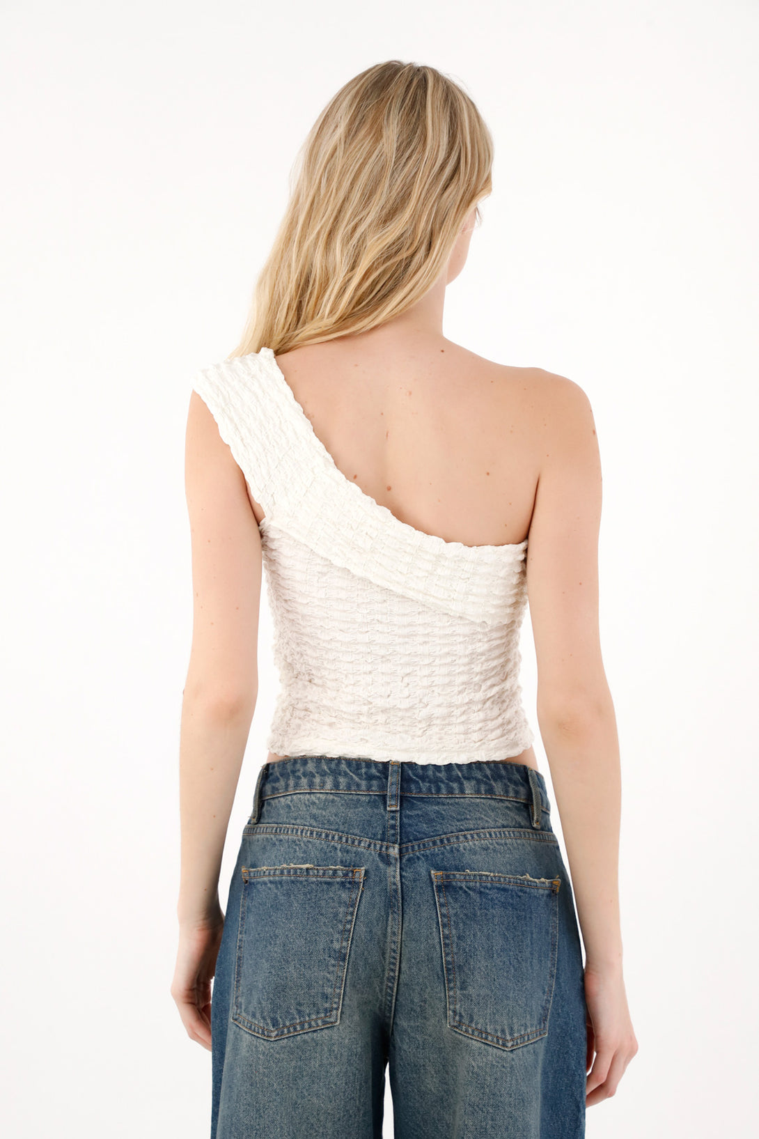 Cream Textured Women's T-Shirt