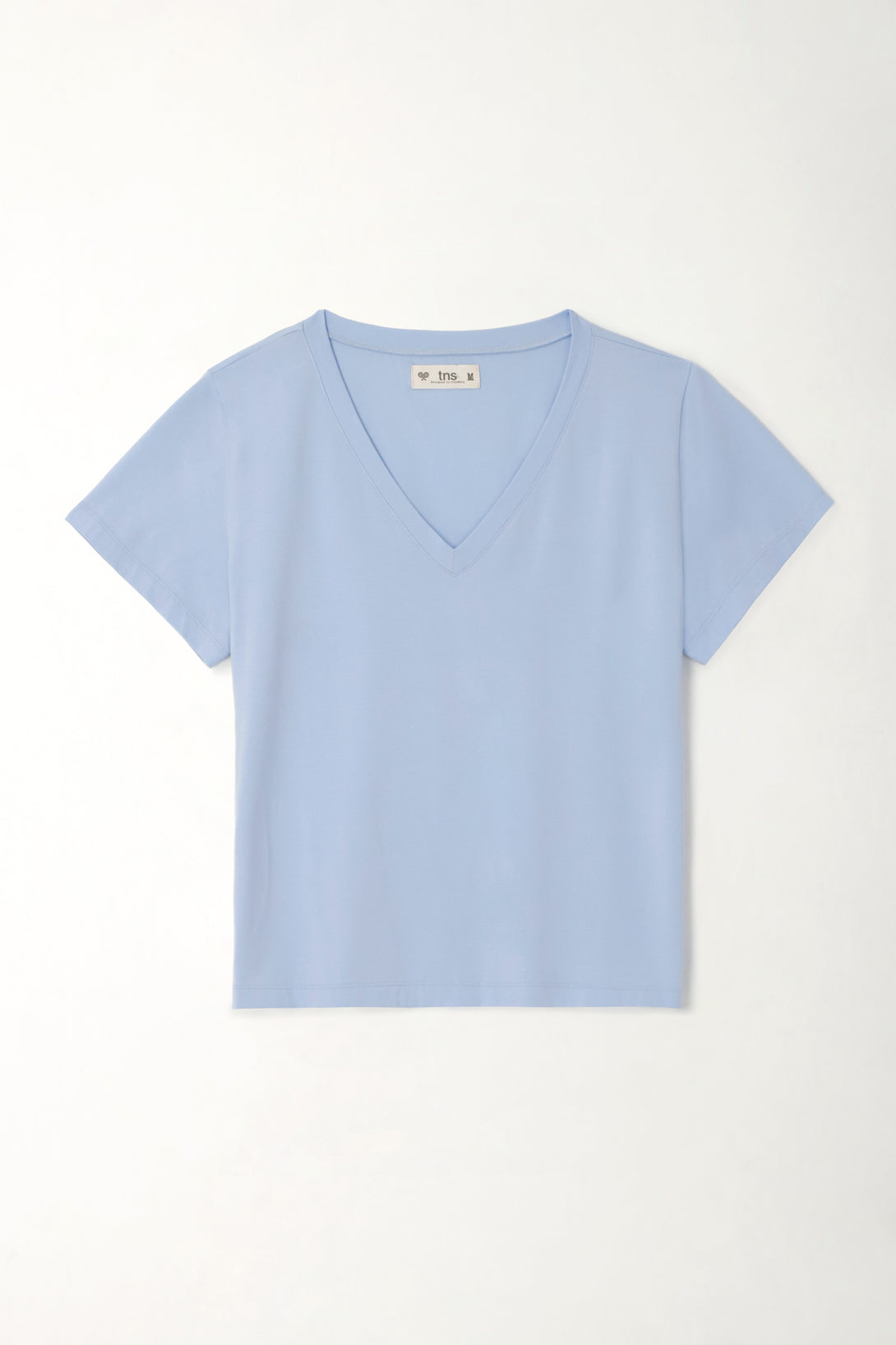 Women's Blue V-Neck Basic T-Shirt