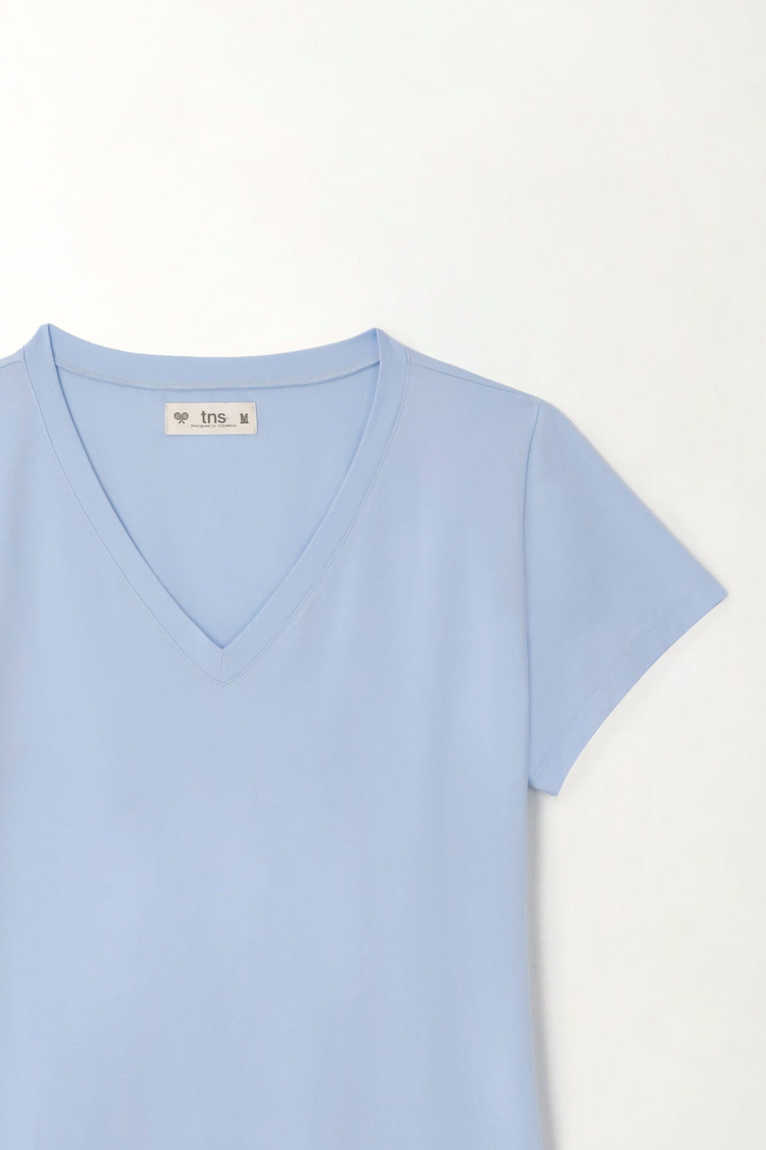 Women's Blue V-Neck Basic T-Shirt