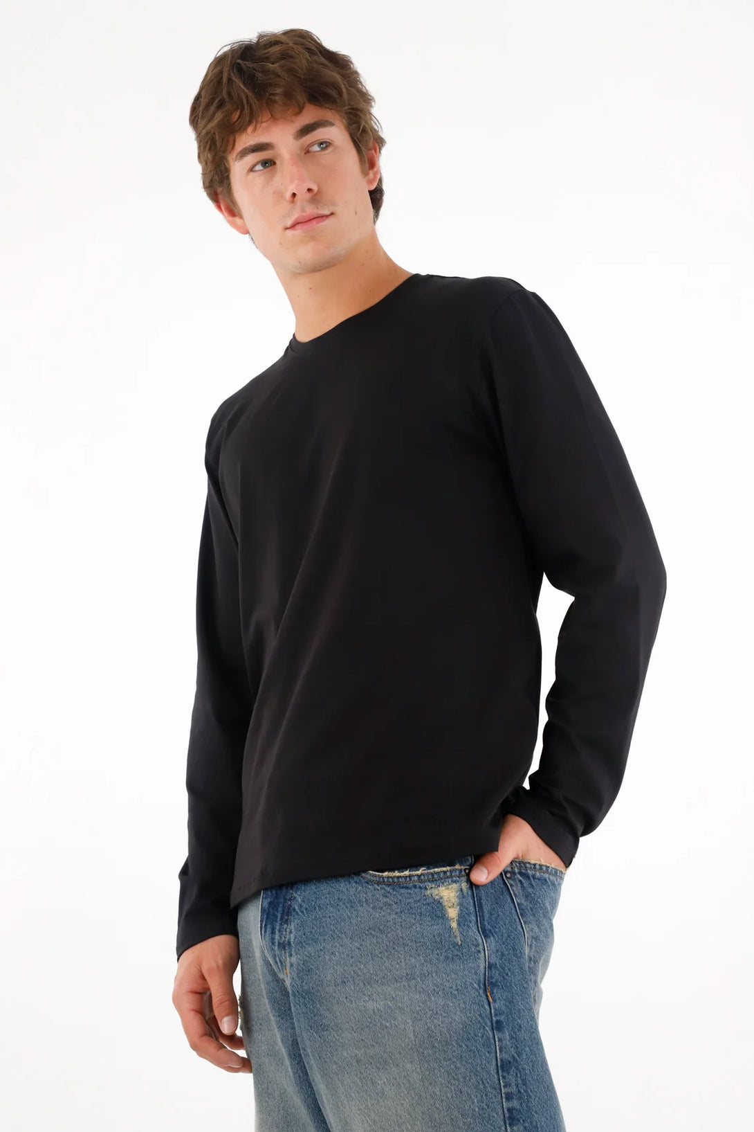 Camiseta manga larga negra para hombre