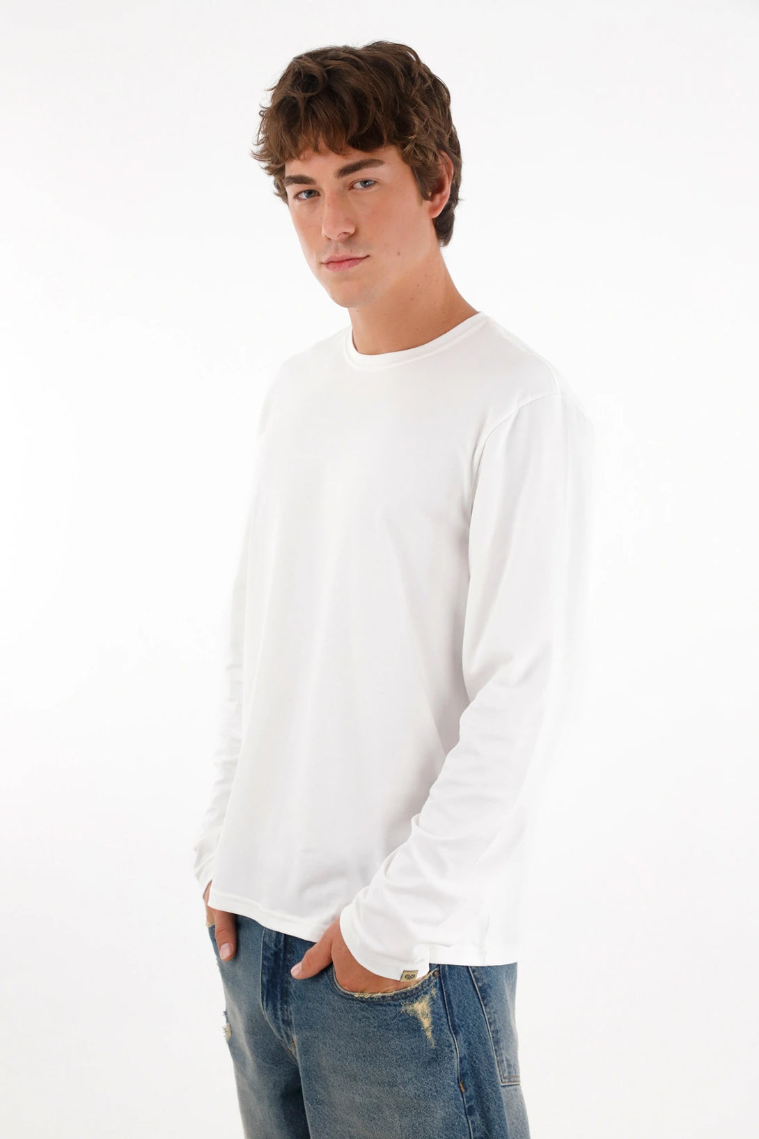 Camiseta cuello redondo blanca para hombre