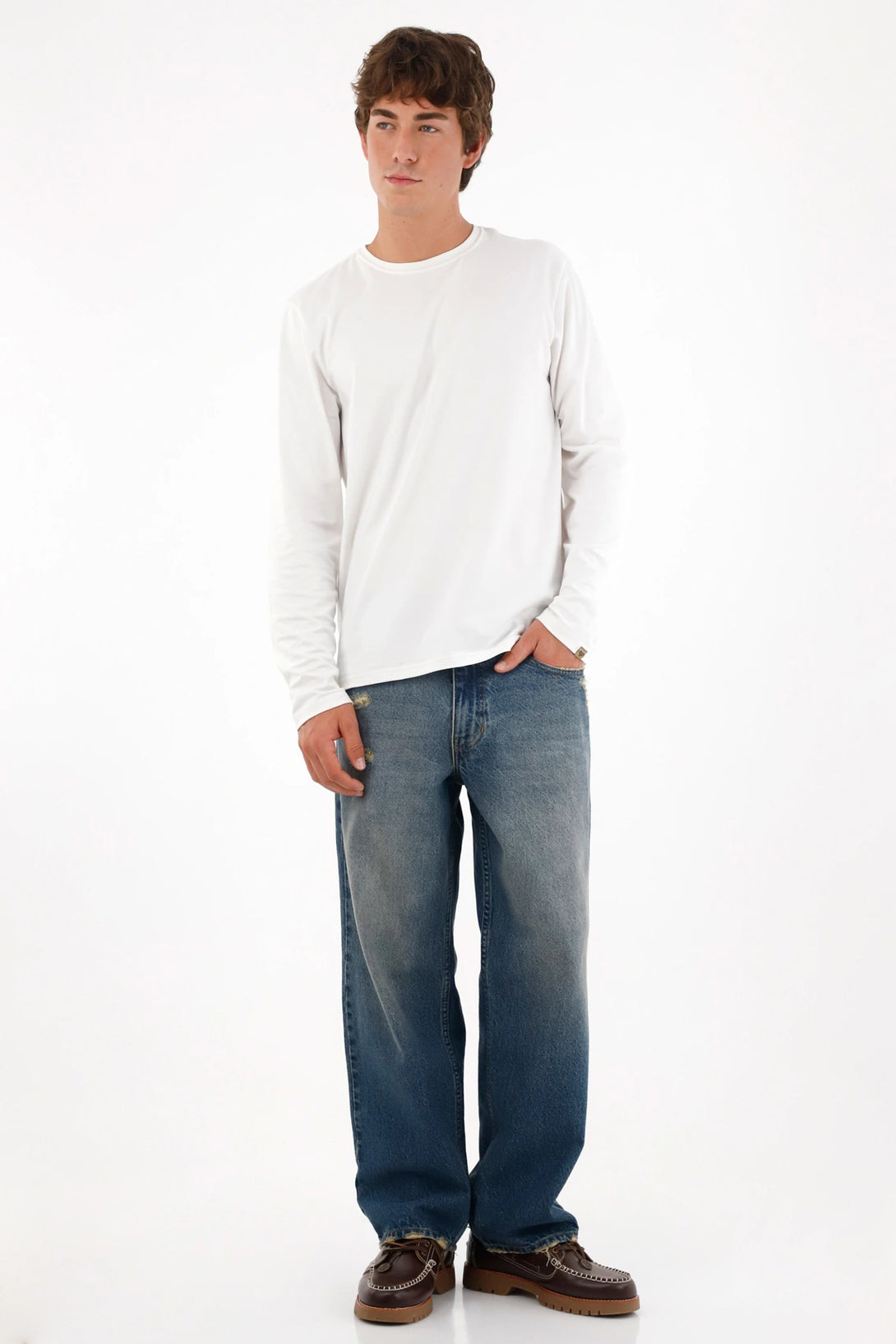 Camiseta cuello redondo blanca para hombre