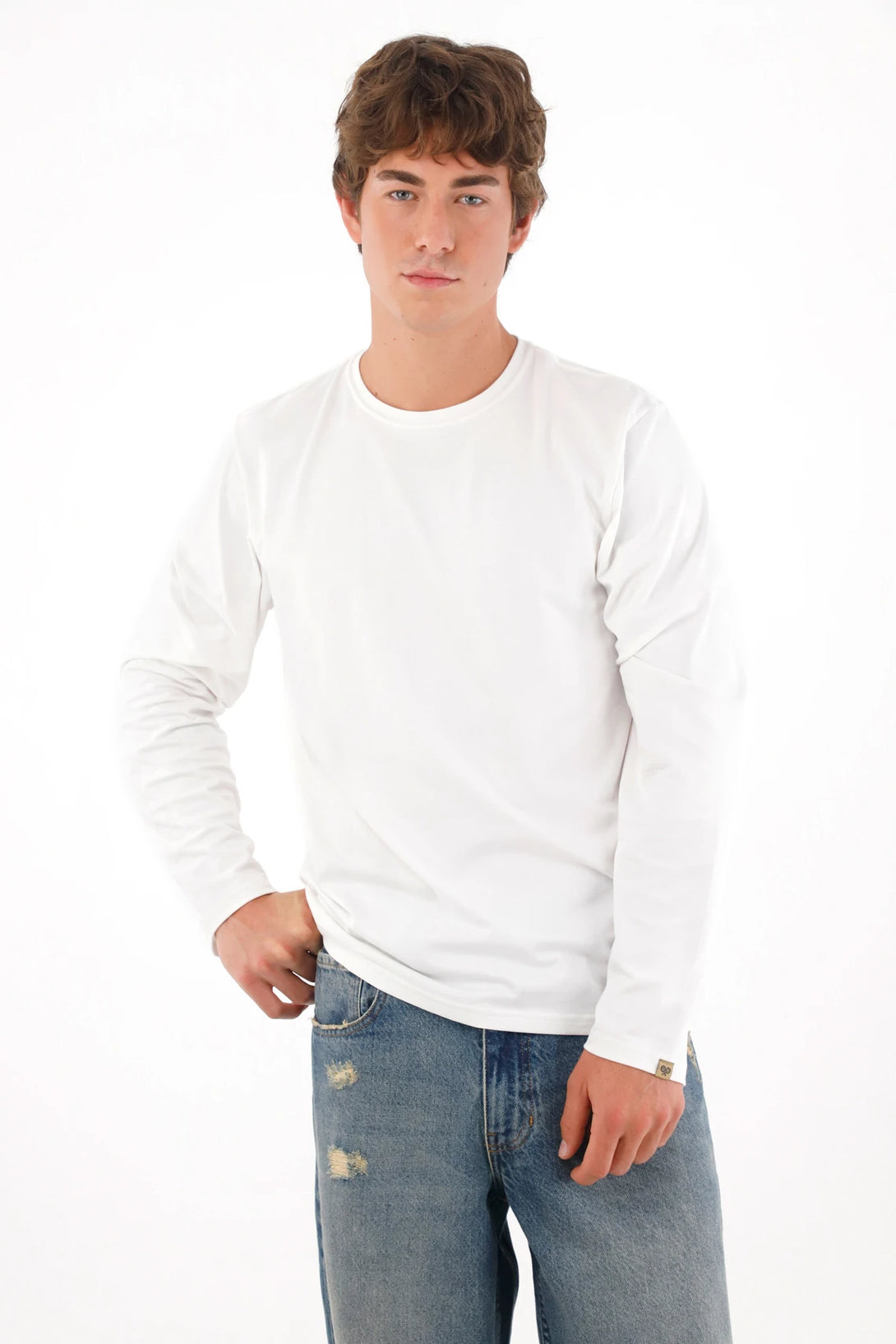 Camiseta cuello redondo blanca para hombre