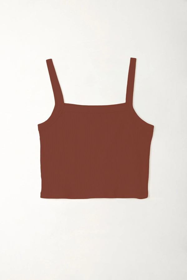 Camiseta en rib café para mujer