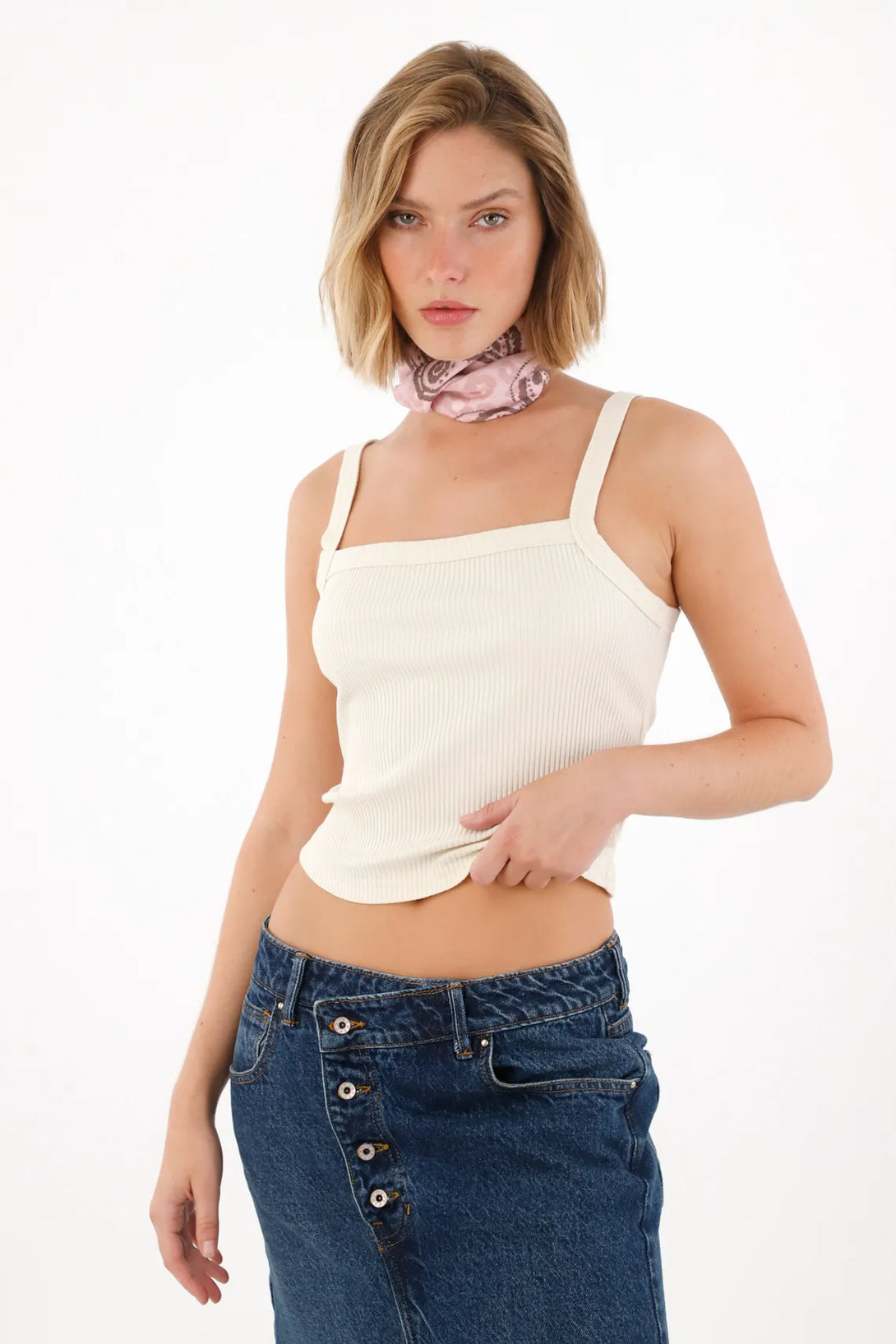 Camiseta en rib crudo para mujer