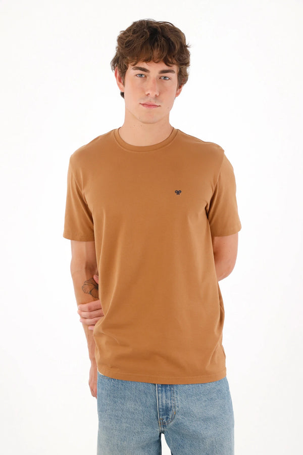Men's anti-pilling brown T-shirt