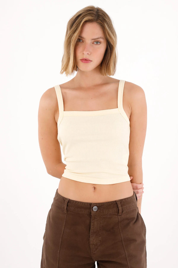 Camiseta en rib café para mujer