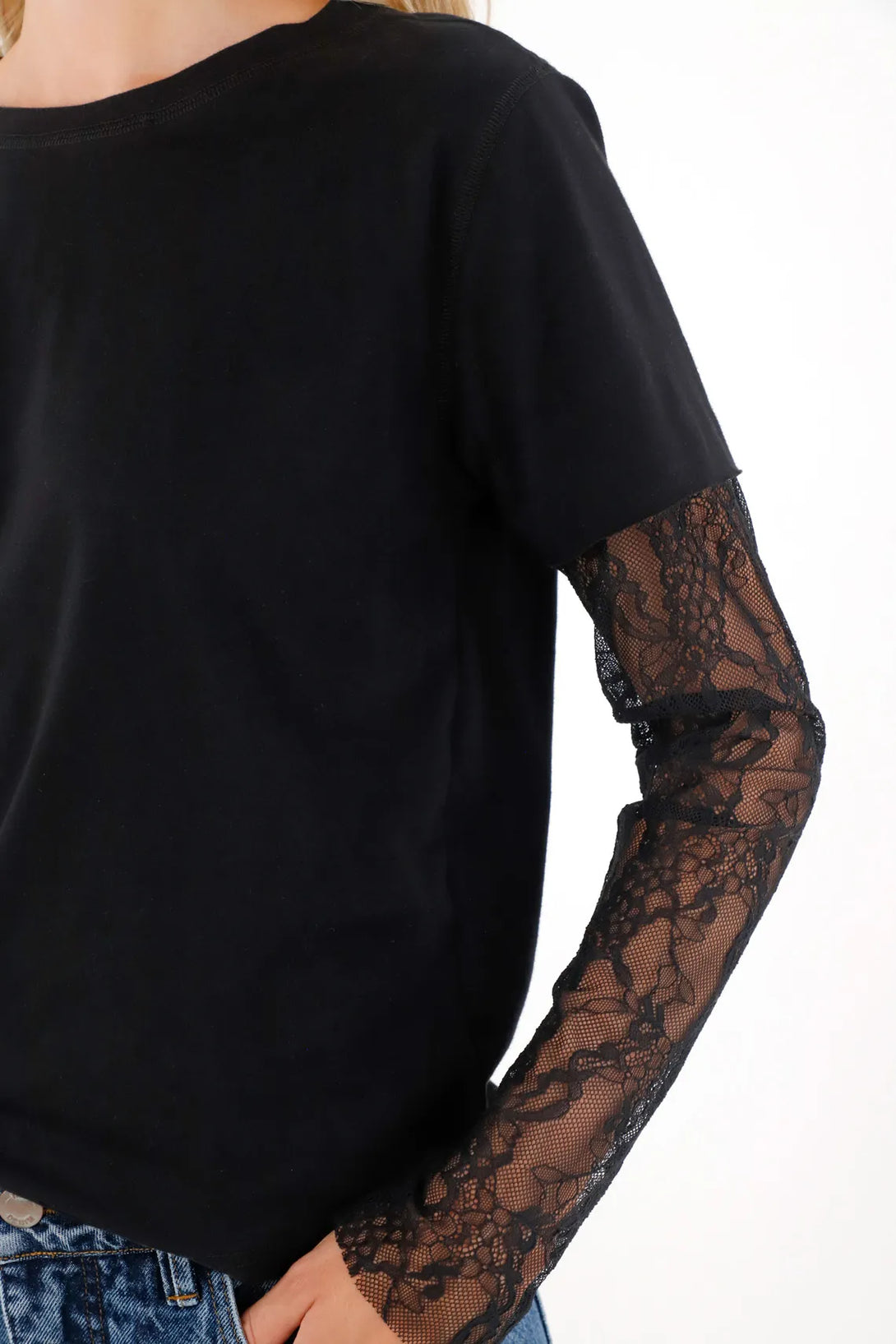 Black Lace Double Sleeve TNS for Women