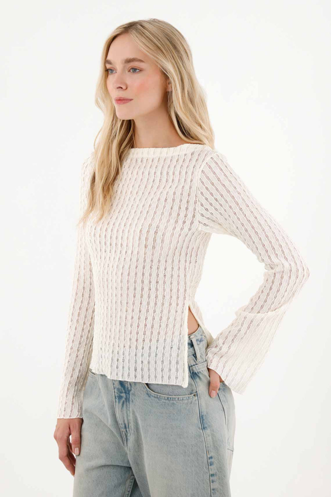 Women's Long Sleeve Textured T-Shirt
